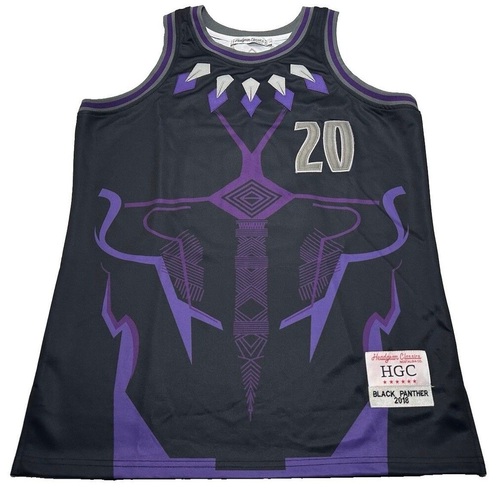 Men's Headgear Classics Black Panther 2018 T'Challa #20 Jersey Size Large Black